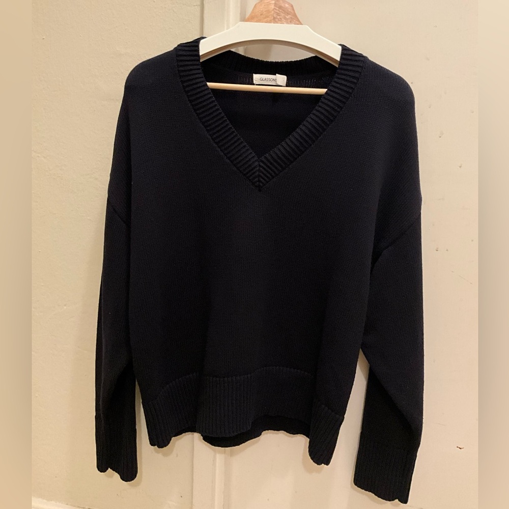 Sweater 100% cotton oversized V neck black or navy